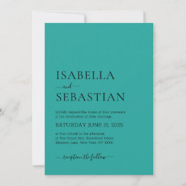 Invitación Boda Simple Verde Espuma de Mar