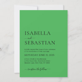 Invitación Boda Simple Verde Marino Medio