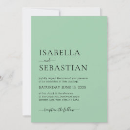 Invitación Boda Simple Verde Marino Oscuro