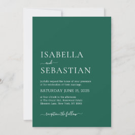 Invitación Boda Simple Verde Oscuro