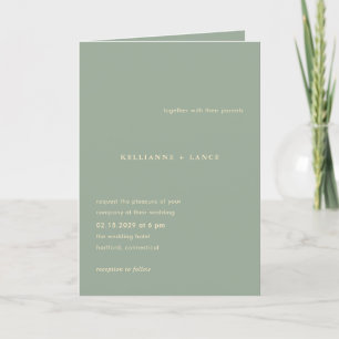 Invitación Boda Simple Verde Sage Moderna