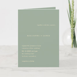 Invitación Boda Simple Verde Sage Moderno