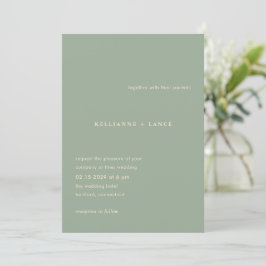 Invitación Boda Simple Verde Salvia Moderna