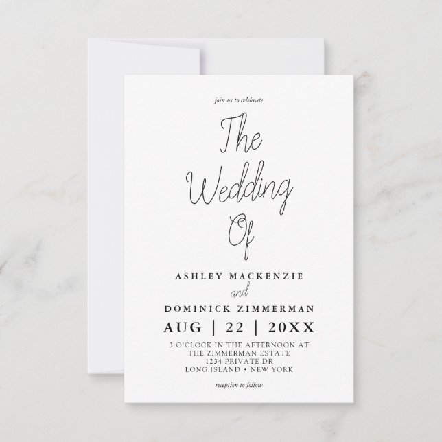 Invitación Boda Simple Y Cuidadoso (Anverso)