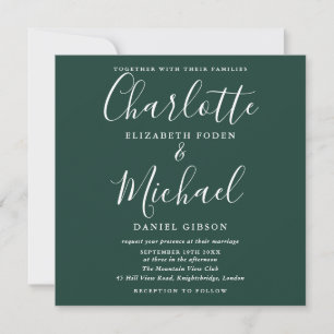Invitación Boda Simple y Elegante con Letra Script Verde Esme