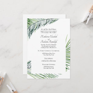 Invitación Boda Simple y Elegante con Palmeras Tropicales Ver