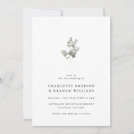 Invitación Boda Simple y Elegante de Eucalipto