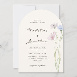 Invitación Boda Simple y Elegante de Flores Silvestres Beige