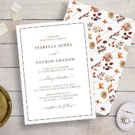 Invitación Boda Simple y Elegante de Hojas de Otoño