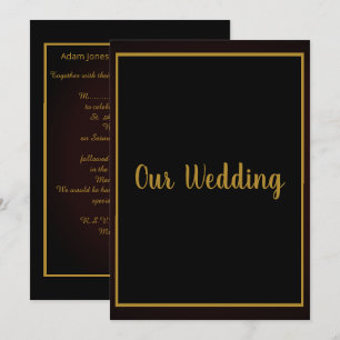 Invitación Boda simple y elegante de la frontera dorada negra