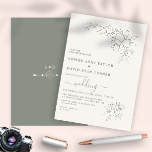 Invitación Boda simple y elegante del Boho minimalista Sage G