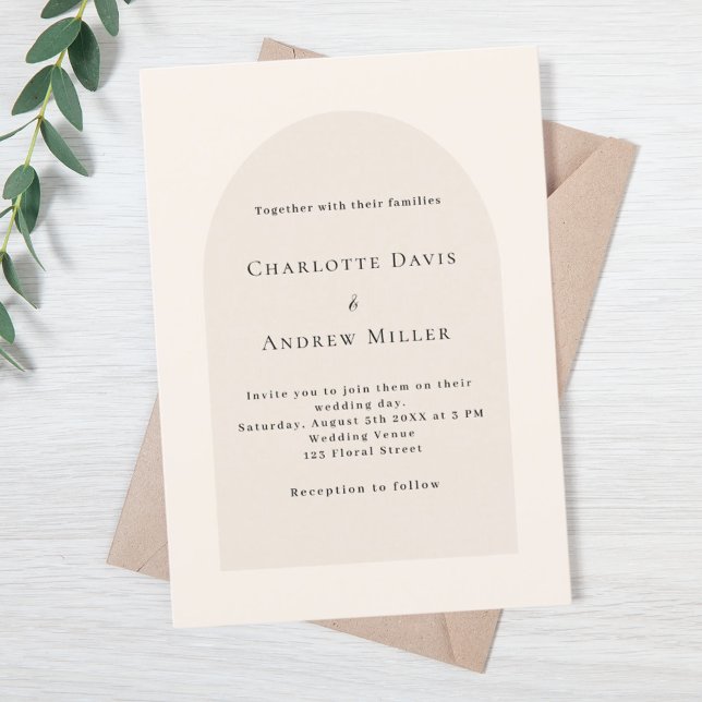 Invitación Boda simple y elegante en estilo beige (Subido por el creador)