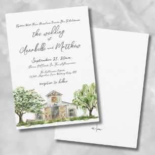Invitación Boda Simple y Elegante en un Granero Rústico de Ca