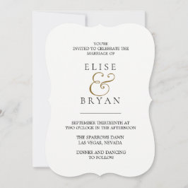 Invitación Boda simple y moderno de blanco y oro
