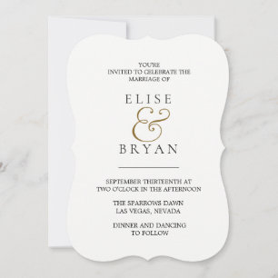 Invitación Boda simple y moderno de blanco y oro