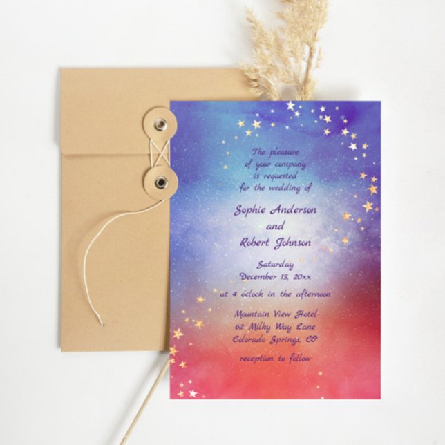 Invitación Boda simple y moderno de estrellas del espacio gal (Subido por el creador)