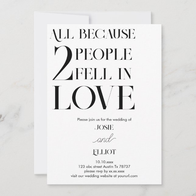 Invitación Boda simple y moderno oscuro y claro (Anverso)