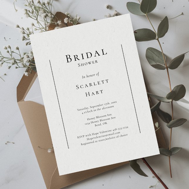 Invitación Boda simple y tradicional con ducha de novia (Subido por el creador)