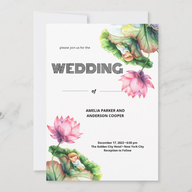 Invitación Boda Sinfónica Floral Blanca (Anverso)
