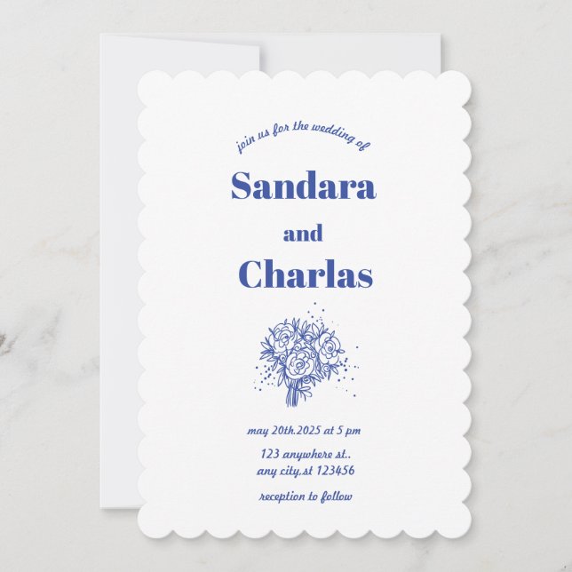 Invitación boda sinusal simple manuscrito Whimsical (Anverso)