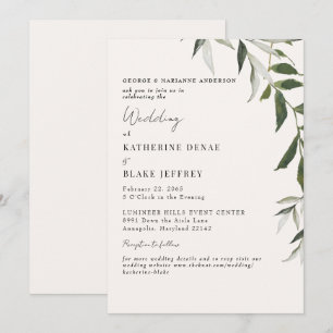 Invitación Boda sitio web verde claro champán