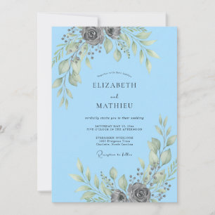 Invitación Boda Sky Silver Leafy