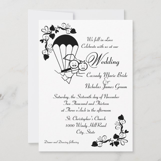 Invitación Boda Skydiver (Anverso)
