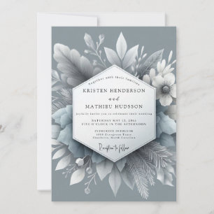 Invitación Boda Slate Blue Frosty Flora