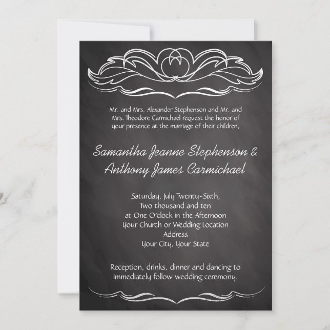 Invitación Boda Slate Chalkboard (Anverso)