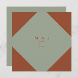 Invitación Boda Sleek & Simple Sage & Terracotta Square
