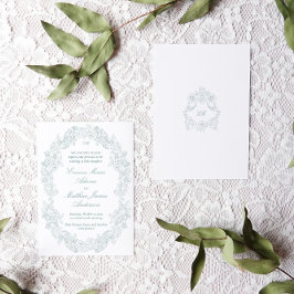 Invitación Boda Sofisticada Clásica Regencia Escritura Azul