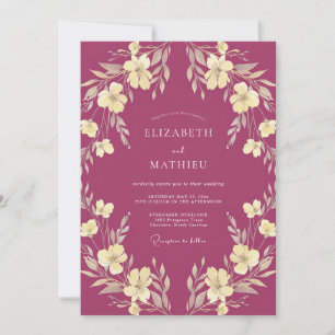 Invitación Boda Sofisticada de la Naturaleza Magenta