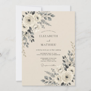 Invitación Boda Sofisticada de Otoño en Beige y Carbón