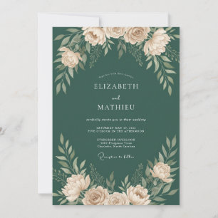 Invitación Boda Sofisticada en Bosque de Verde Cazador