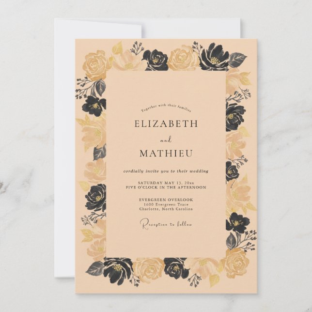 Invitación Boda Sofisticada Vintage de Albaricoque (Anverso)