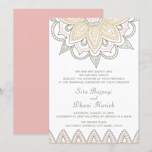 Invitación Boda sofisticado hindú elegante hindú mehndi