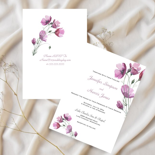 Invitación Boda Soft Purple Petite Summer Floral (Wedding Soft Purple Summer Petite Flowers Invitation)