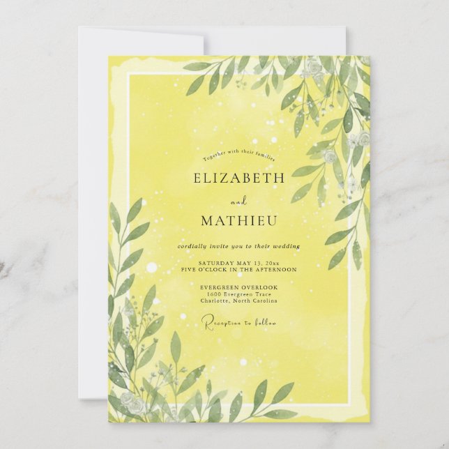 Invitación Boda Soleada con Hojas (Anverso)