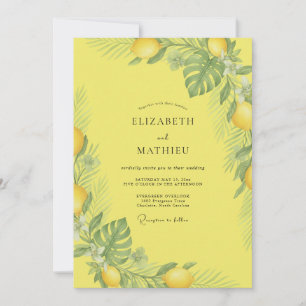 Invitación Boda Soleada de Limón Tropical y Eucalipto