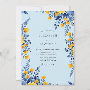 Invitación Boda soleada de primavera azul claro