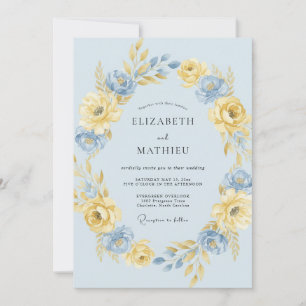 Invitación Boda soleada de primavera en azul polvo