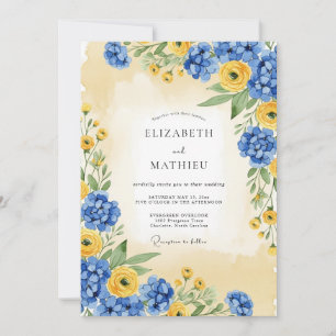 Invitación Boda soleada de verano azul aciano