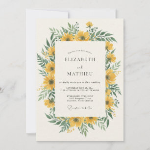 Invitación Boda Soleada de Verano con Amarillo Dorado