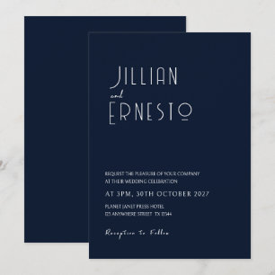 Invitación Boda sólido azul más oscuro    Lily del Valle