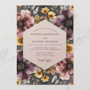 Invitación Boda sombría de malva y caléndula