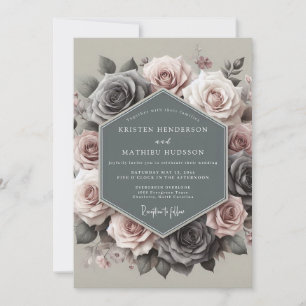 Invitación Boda Sombría Rosa Slate & Mauve