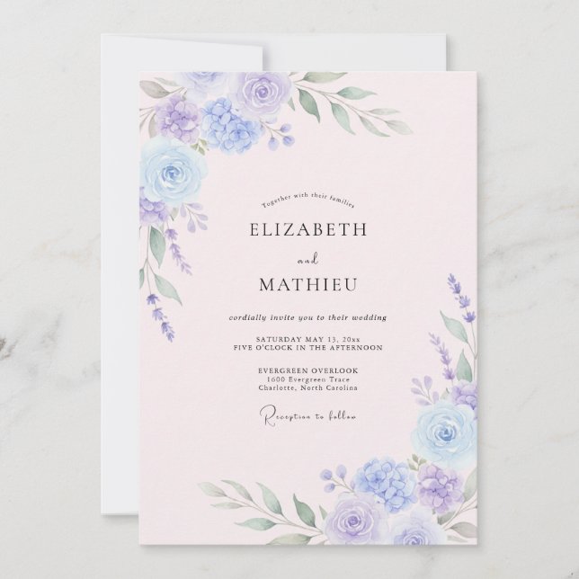 Invitación Boda soñada de lavanda en primavera (Anverso)