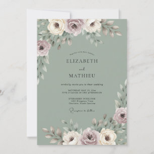 Invitación Boda soñada de primavera en verde salvia