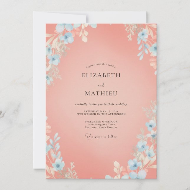 Invitación Boda soñada de salmón en primavera (Anverso)