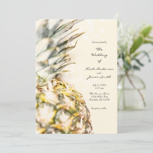 Invitación Boda soñada en la playa de una isla tropical de pi (Anverso de pie)
